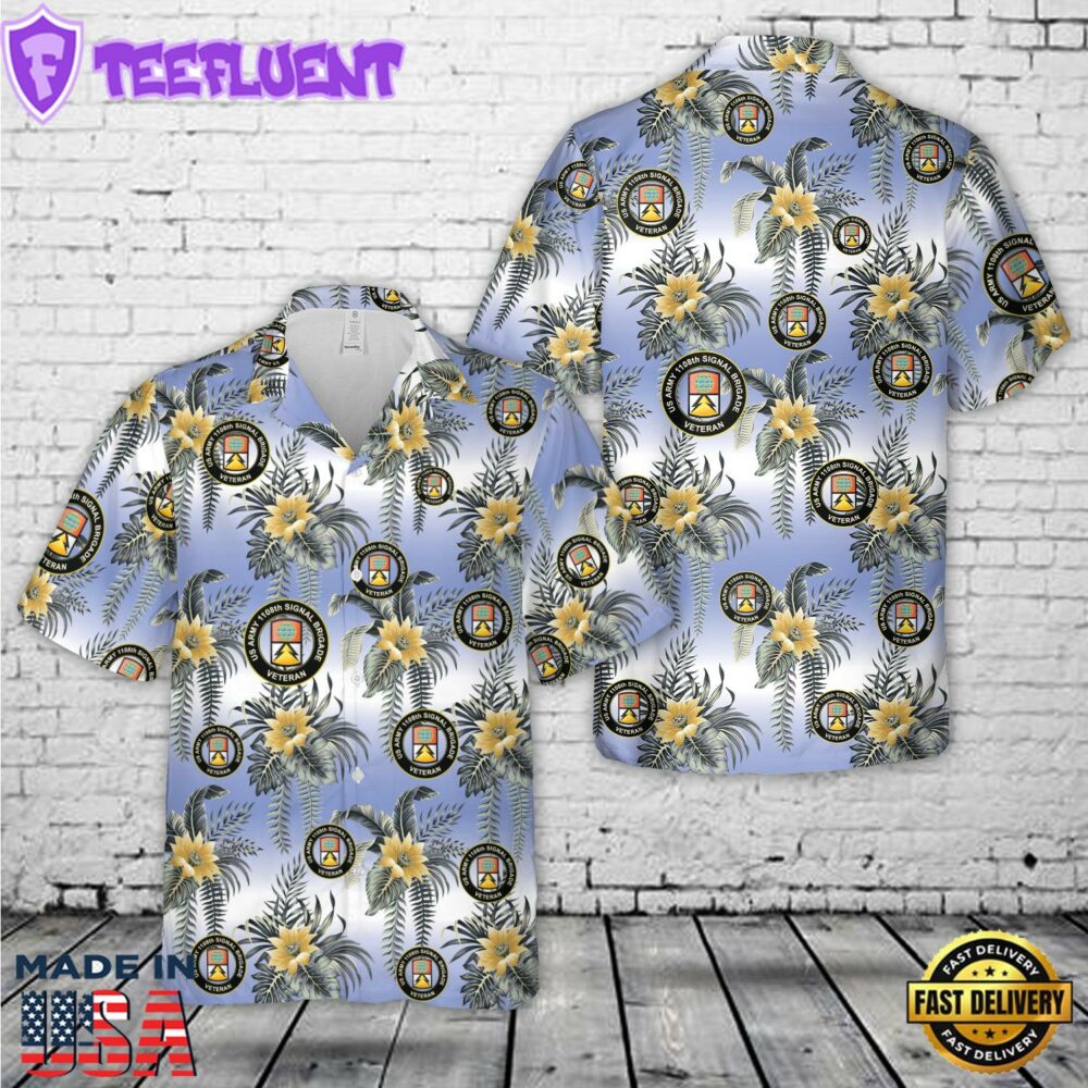 US Army Veteran 1108th Signal Brigade Hawaiian Shirt