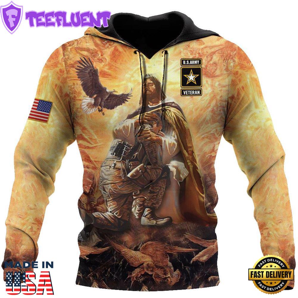 US Army Veteran God Always Protects Soldiers God 3D Hoodie