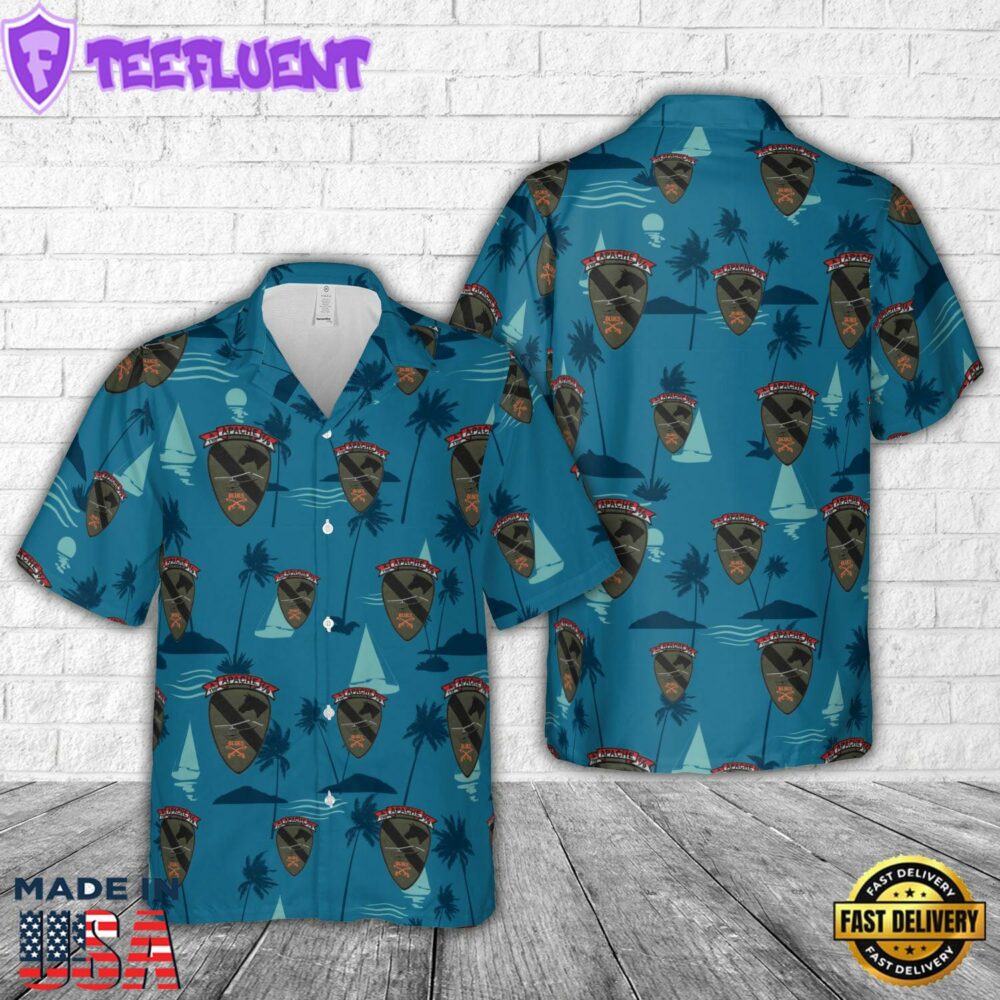 US Army Vietnam 1st Cavalry Division 9th Cavalry Regiment A Troop Apache Blues Hawaiian Shirt