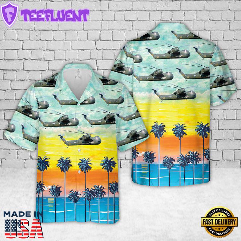 US Army Vietnam Era CH-37B Mojave Helicopter Hawaiian Shirt