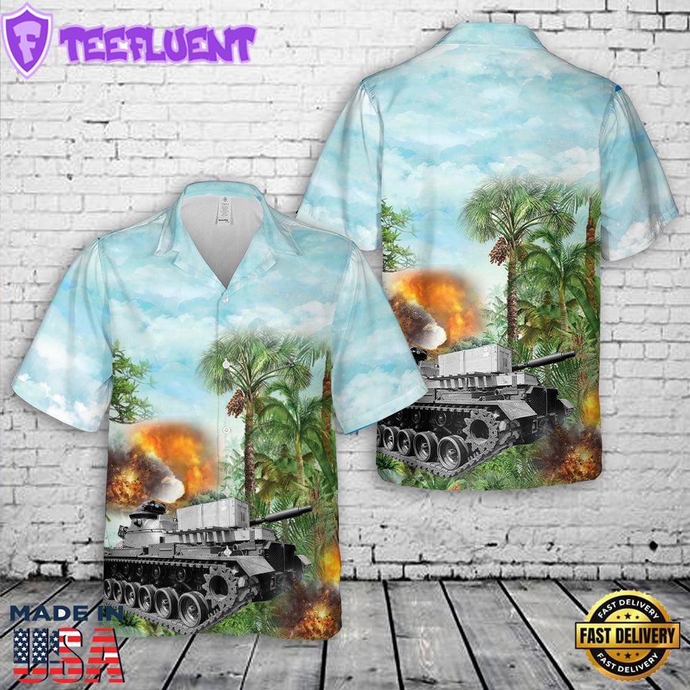 US Army Vietnam War 1972 M48 Patton tanks Hawaiian Shirt
