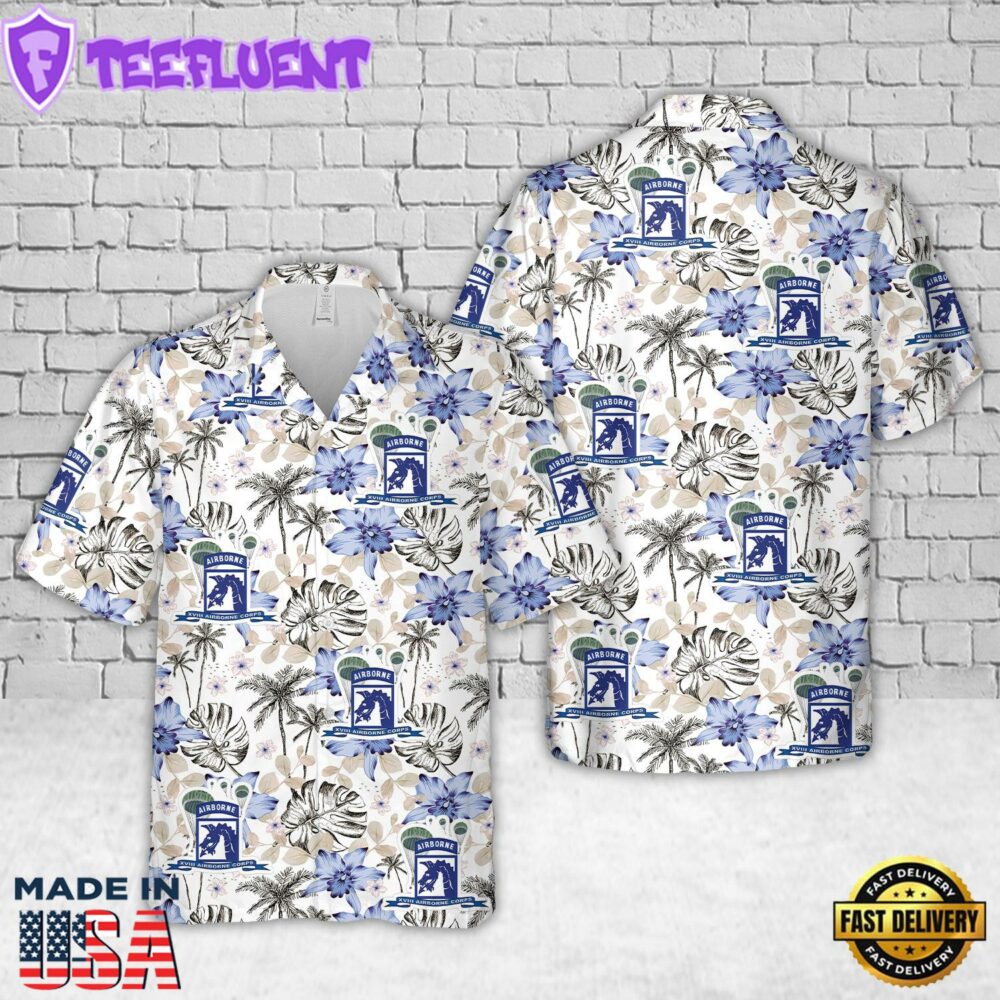 US Army XVIII Airborne Corps With Parachute Ribbon Hawaiian Shirt