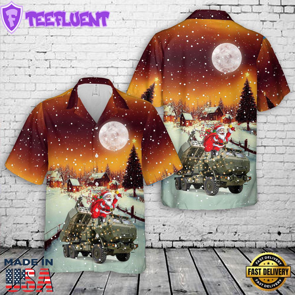 U.S. Marine Corps High Mobility Artillery Rocket System M142 HIMARS Christmas Hawaiian Shirt