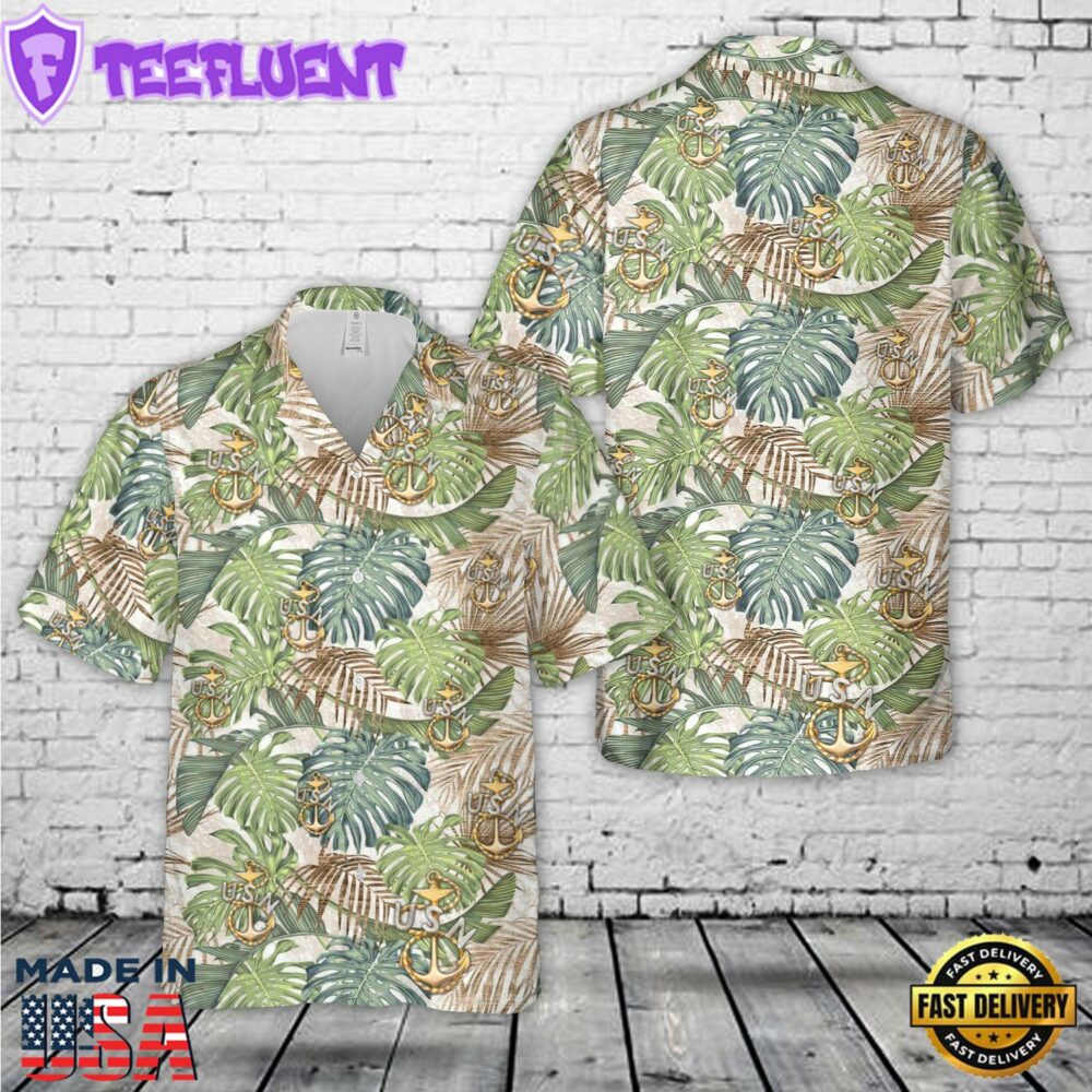 US Navy 1897 CPO Cap Device Hawaiian Shirt