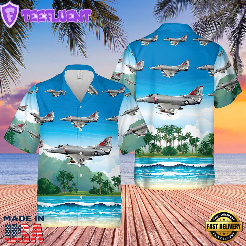 US Navy A-4E Skyhawk Of VA-164 Hawaiian Shirt