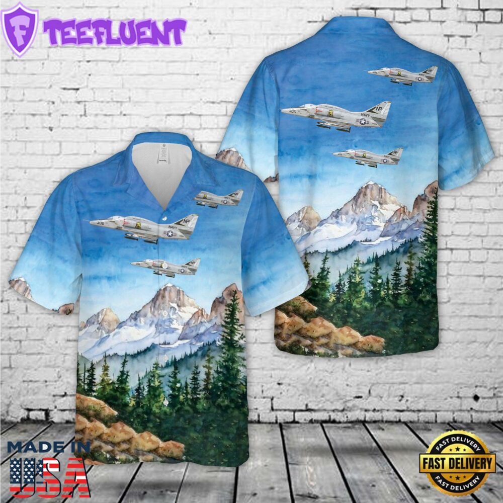 US Navy A-4F Skyhawk VA-212 Rampant Raiders, NP306 155019. CVW-21, USS Hancock CV-19 - 1970 Hawaiian Shirt