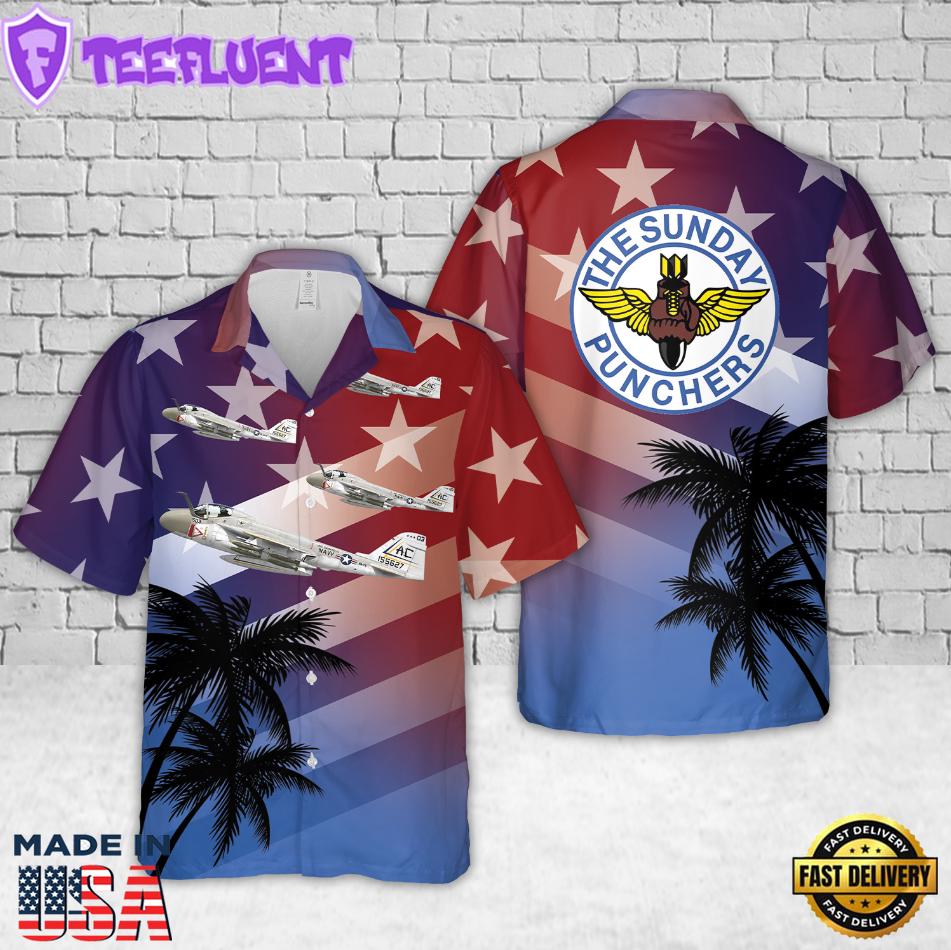 US Navy A-6A Intruder VA-75 Sunday Punchers, AC503 155627. CVW-3, USS Saratoga CV-60 - 1973 Hawaiian Shirt