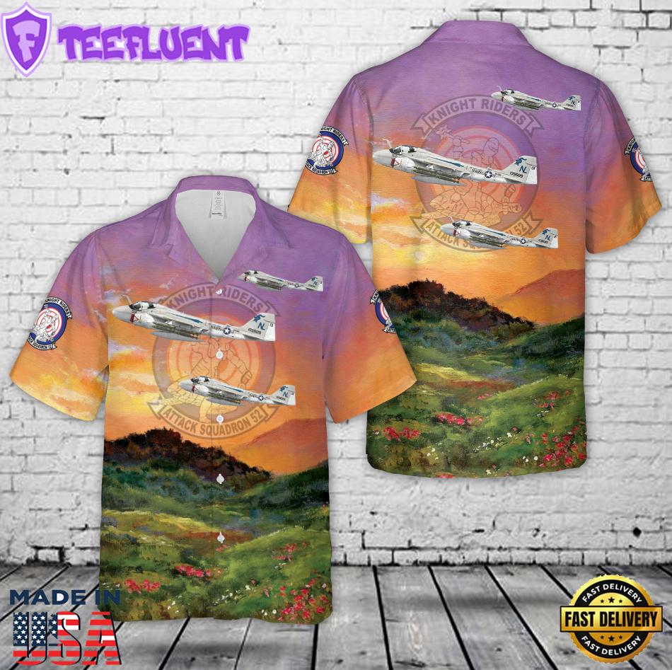 US Navy A-6E Intruder VA-52 Knightriders, NL501 155689. CVW-15, USS Kitty Hawk CV-63 - 1979 Hawaiian Shirt