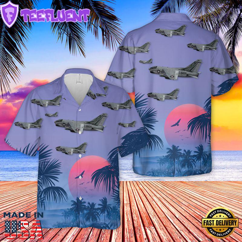 US Navy A7B Corsair II Of VA-155 Sliver Foxes Hawaiian Shirt