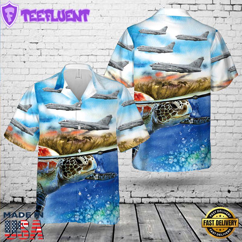 US Navy A7E Corsair II Of VA-37 Royal Maces Hawaiian Shirt