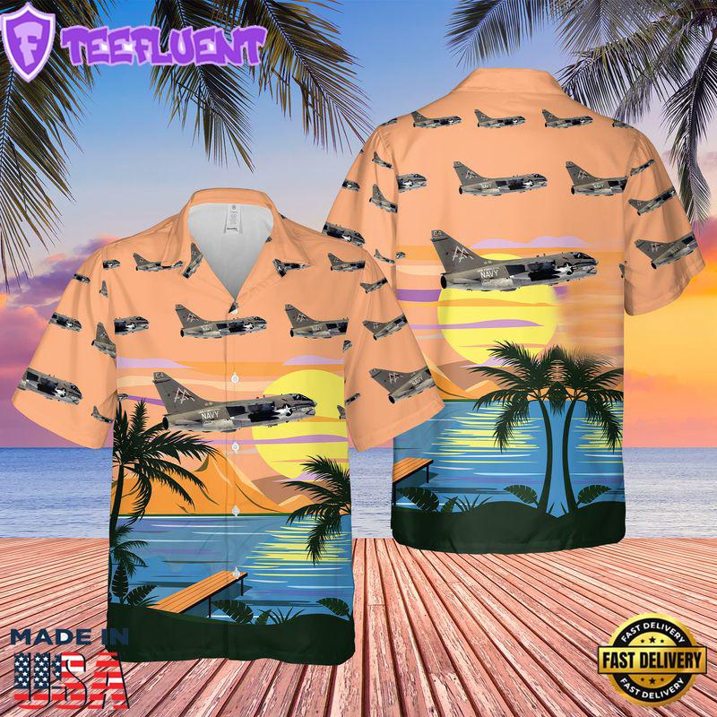 US Navy A7E Corsair II Of VA-81 Sunliners Hawaiian Shirt