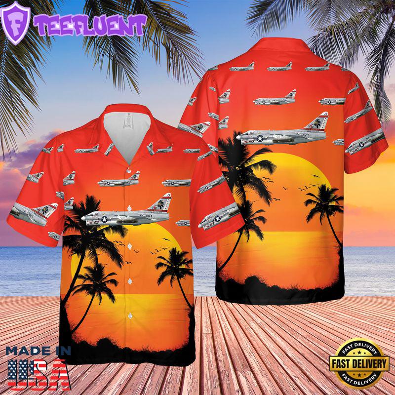 US Navy A7E Corsair II Of VA-87 Golden Warriors Hawaiian Shirt