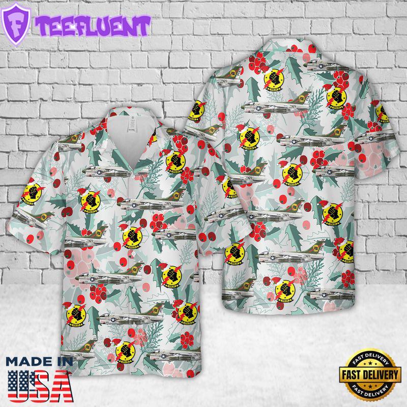 US Navy A-7E Corsair II of VFA-25 Fist of the Fleet Christmas Hawaiian Shirt