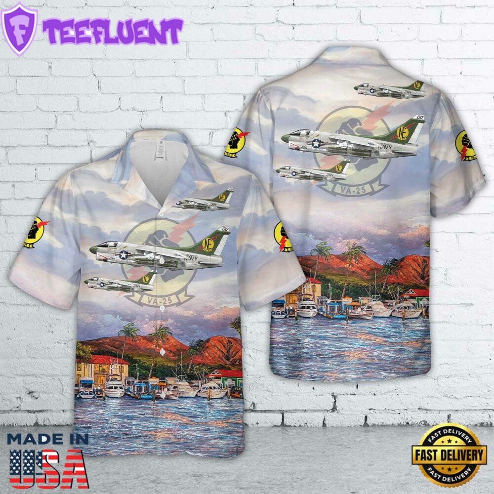 US Navy A-7E Corsair II VA-25 Fist of the Fleet, NE400 157483. CVW-2, USS Ranger CV-61 - 1970 Hawaiian Shirt