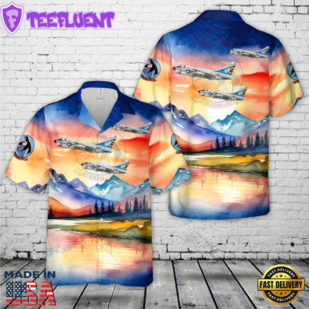 US Navy A-7E Corsair II VA-97 Warhawks, NK300 156872. CVW-14, USS Coral Sea CV-43 - 1980 Hawaiian Shirt