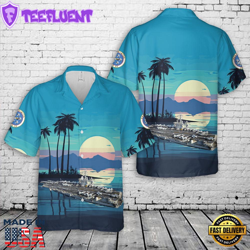 US Navy Aircraft Carrier CVN 68 USS Nimitz Hawaiian Shirt