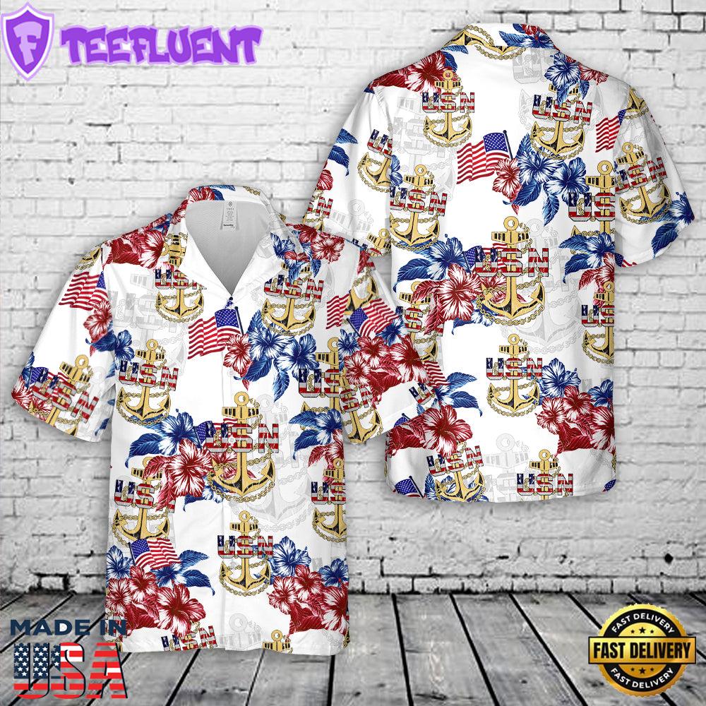 US Navy Anchor Flag Hawaiian Shirt