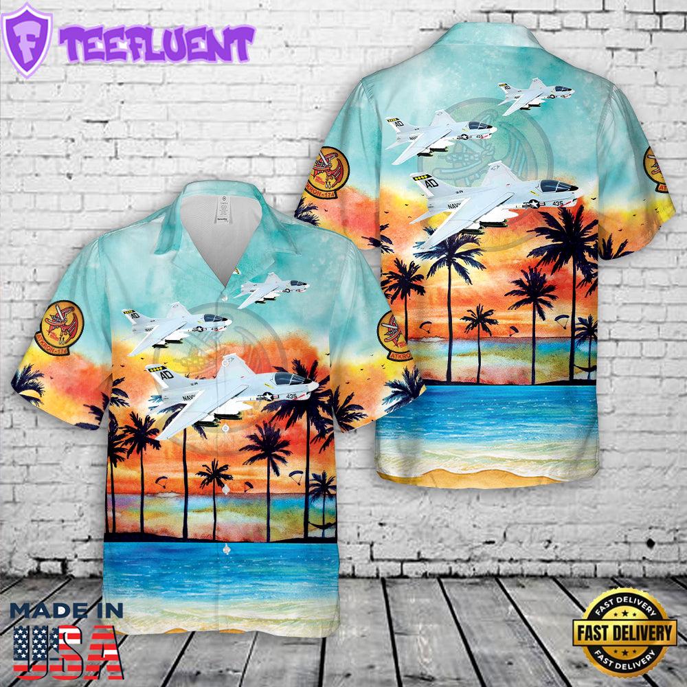 US Navy Attack Squadron 174 (VA-174) Hellrazors (1976) A-7e Corsair II Hawaiian Shirt