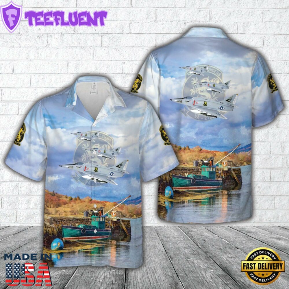 US Navy Attack Squadron 212 (VA-212) Rampant Raiders A-4F Hawaiian Shirt