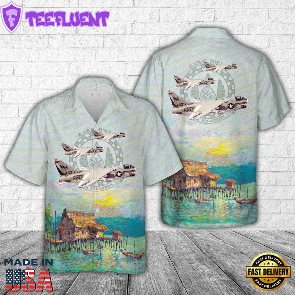 US Navy Attack Squadron 215 Barn Owls A-7B Corsair IIs Hawaiian Shirt