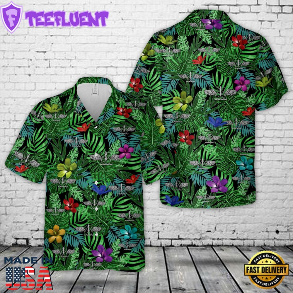 US Navy Aviation Antisubmarine Warfare Operator Rating Badge Hawaiian Shirt