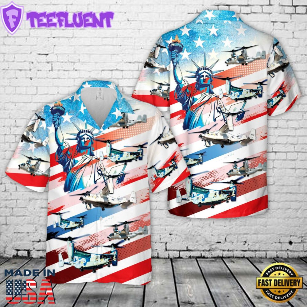US Navy Bell Boeing CMV-22B Osprey, 4th Of July Hawaiian Shirt