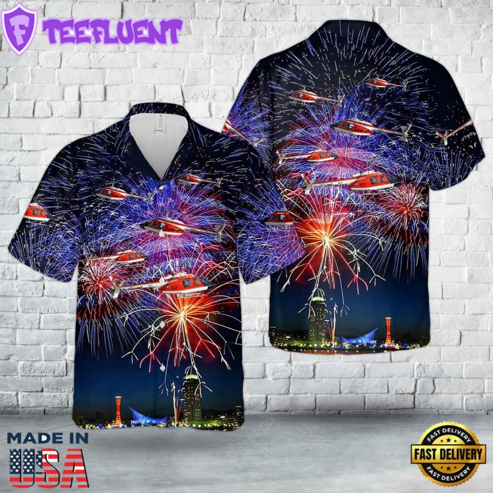 US Navy Bell TH-57C SeaRanger, 4th Of July Hawaiian Shirt