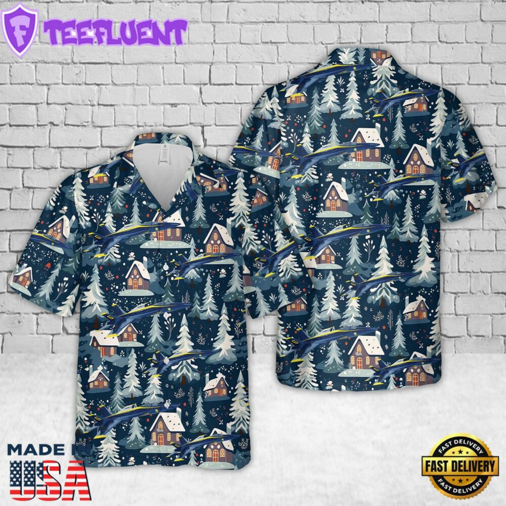 US Navy Blue Angels #6 FA-18E Christmas Hawaiian Shirt