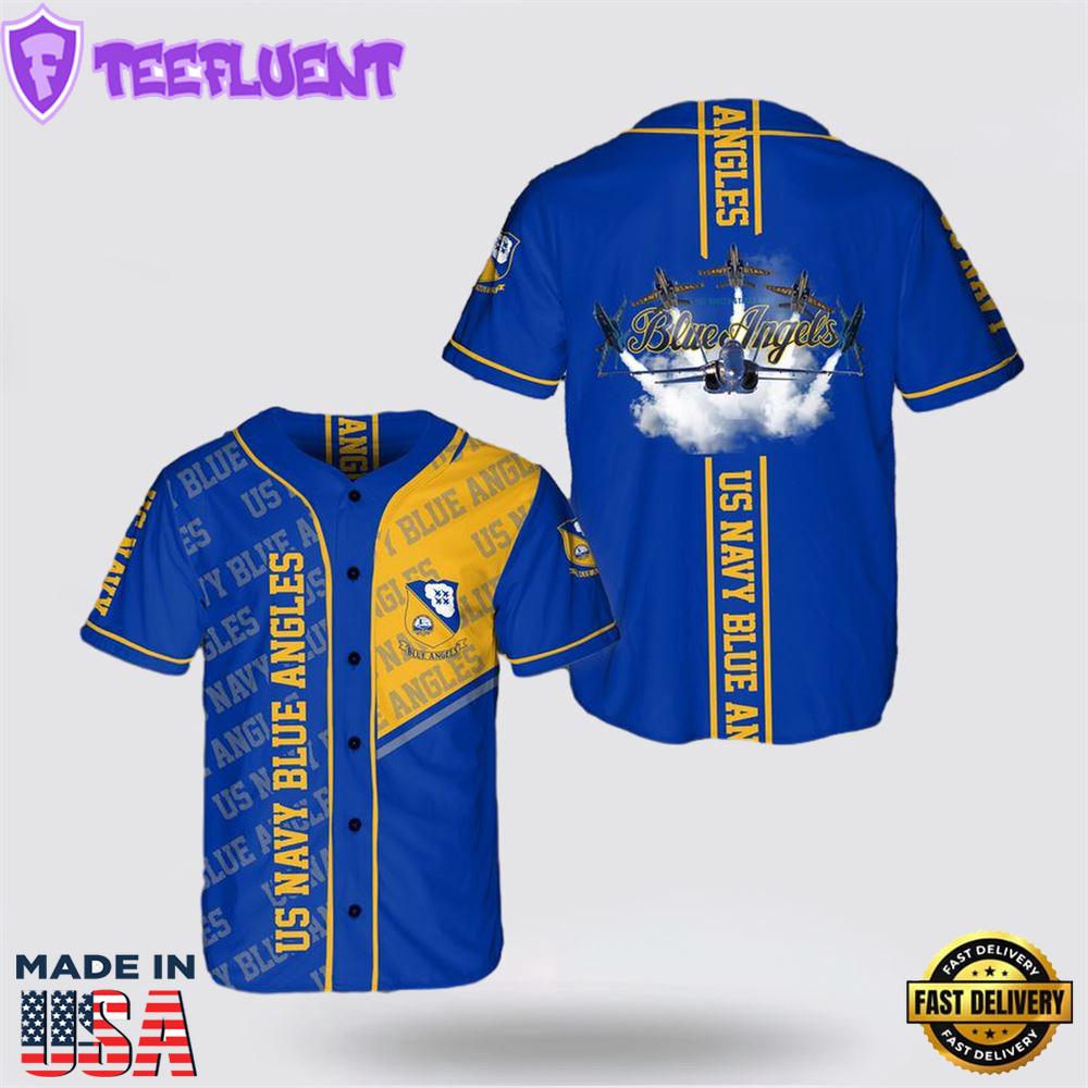 US Navy Blue Angels AOP Baseball Jersey