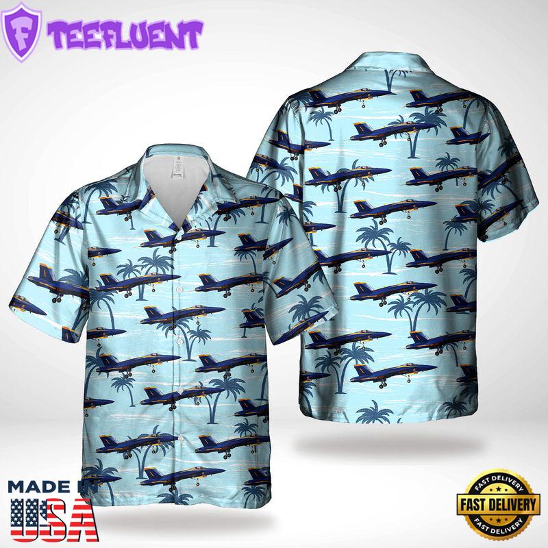 US Navy Blue Angels Boeing FA-18E Super Hornet Hawaiian Shirt