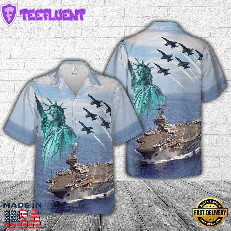 US Navy Blue Angels fly over USS Carl Vinson (CVN 70), 4th Of July Hawaiian Shirt
