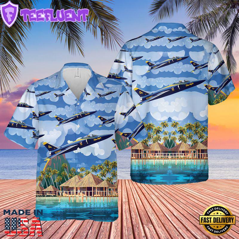 US Navy Blue Angels Grumman F11F-1 Tiger Hawaiian Shirt