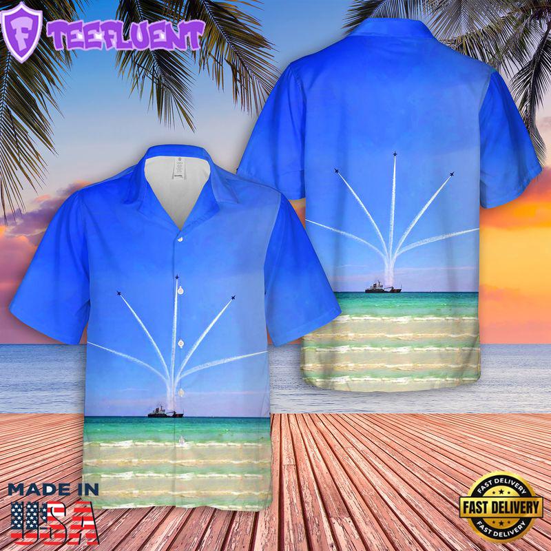 US Navy Blue Angels Show over Pensacola Beach Pier Hawaiian Shirt