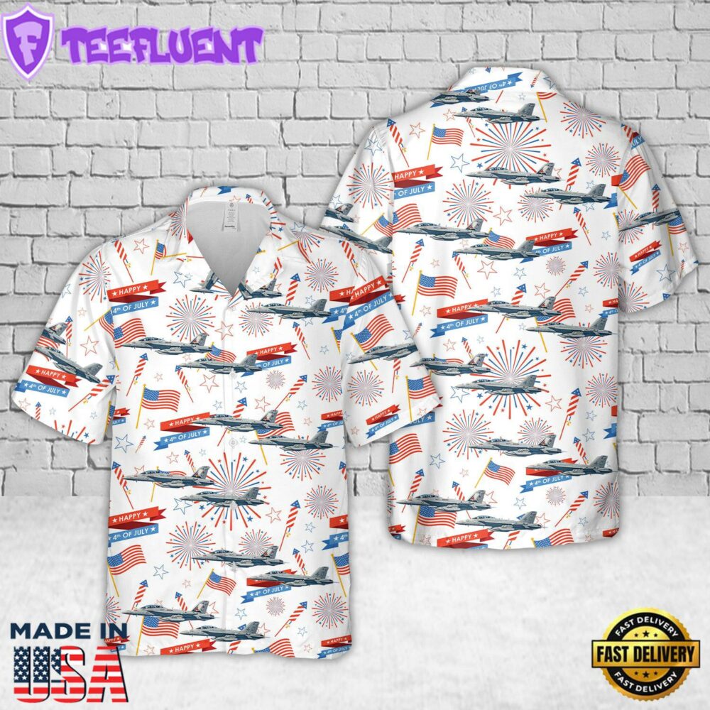 US Navy Boeing EA-18G Growler Of Electronic Attack Squadron 134 (VAQ-134), 4th Of July Hawaiian Shirt