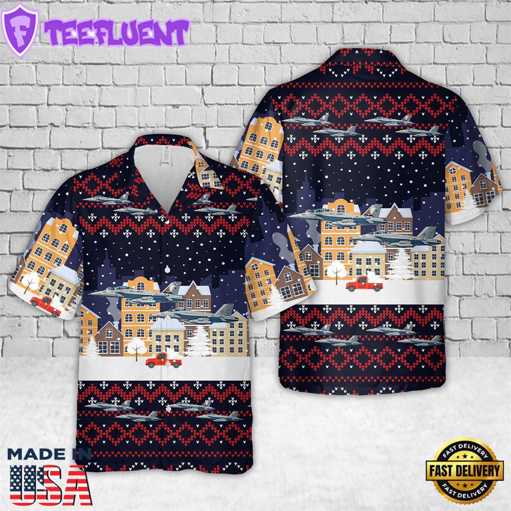 US Navy Boeing EA-18G Growler Of Electronic Attack Squadron 134 (VAQ-134) Christmas Hawaiian Shirt