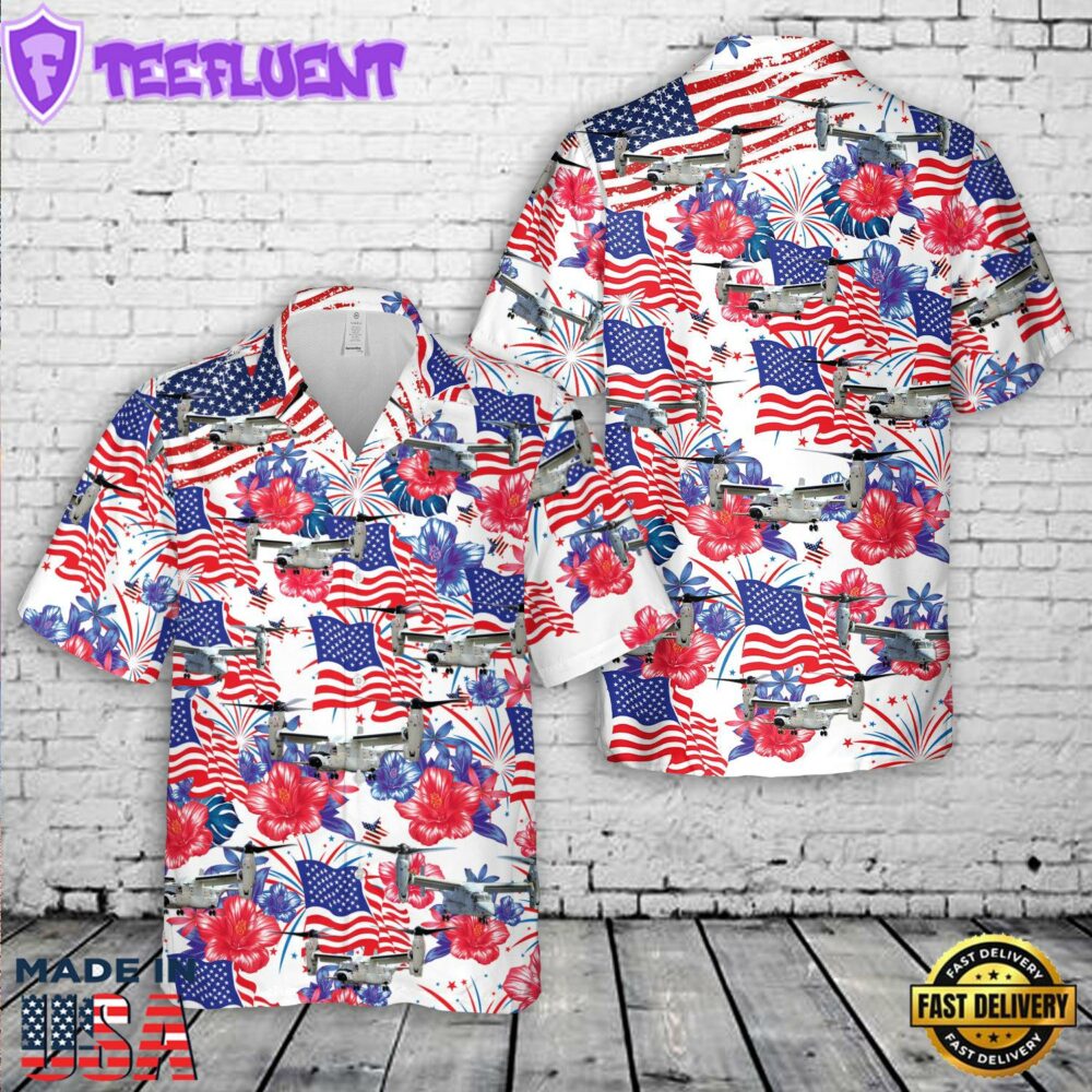 US Navy CMV-22B logistics aircraft, 4th Of July Hawaiian Shirt