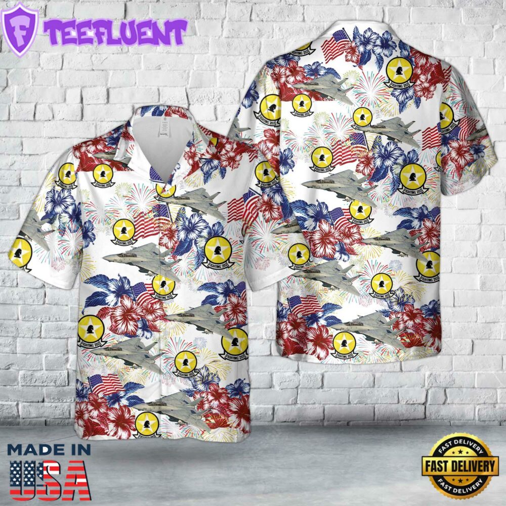 US Navy F-14A Tomcat Of VF-202 Superheats, 4th Of July Hawaiian Shirt