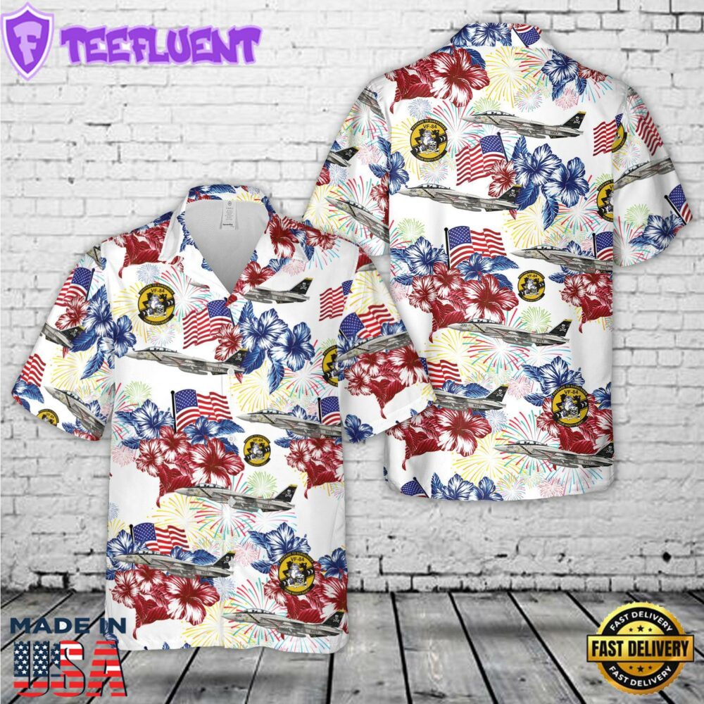 US Navy F-14A Tomcat Of VF-84 ''Jolly Rogers'', 4th Of July Hawaiian Shirt