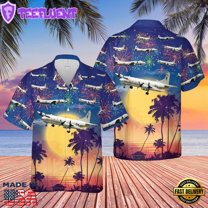 US Navy Lockheed P-3 Orion 4th Of July Hawaiian Shirt
