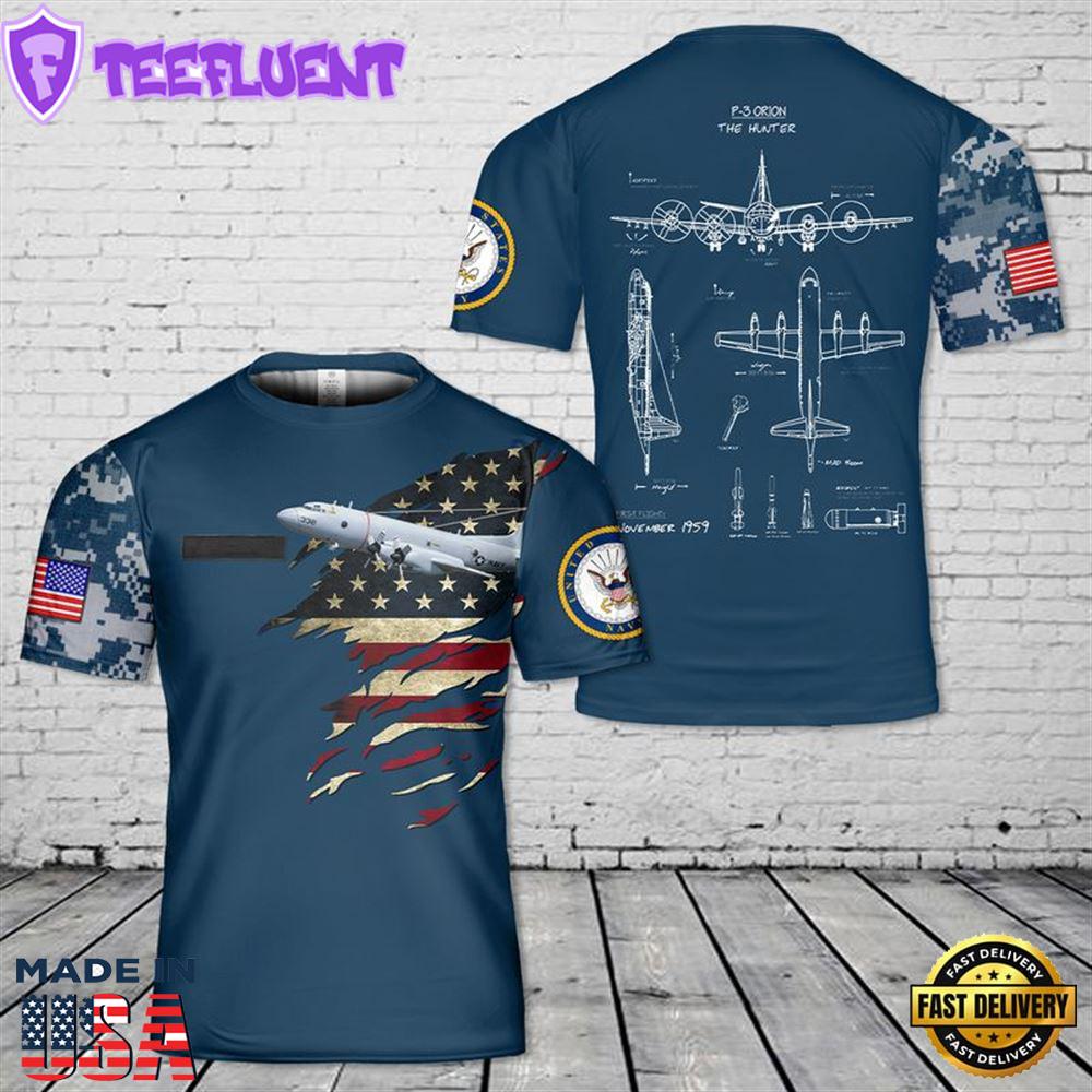 US Navy Lockheed P-3 Orion T-Shirt 3D