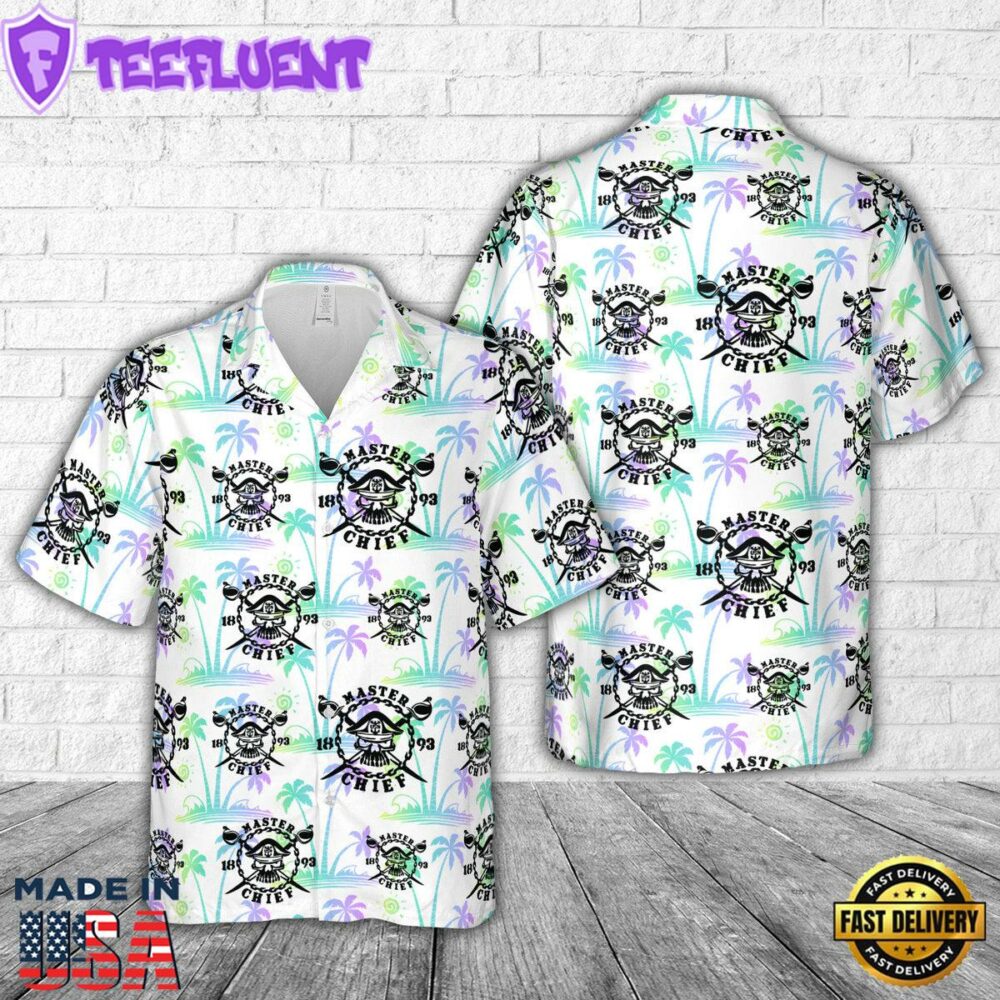 US Navy Master Chief crossbones cross swords skull Hawaiian Shirt