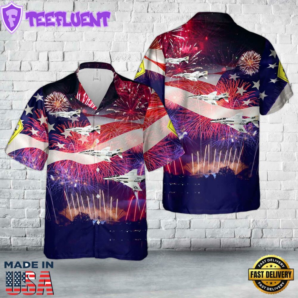 U.S. Navy McDonnell Douglas F-4J Phantom II Of VF-142 the Ghostriders, 4th Of July Hawaiian Shirt