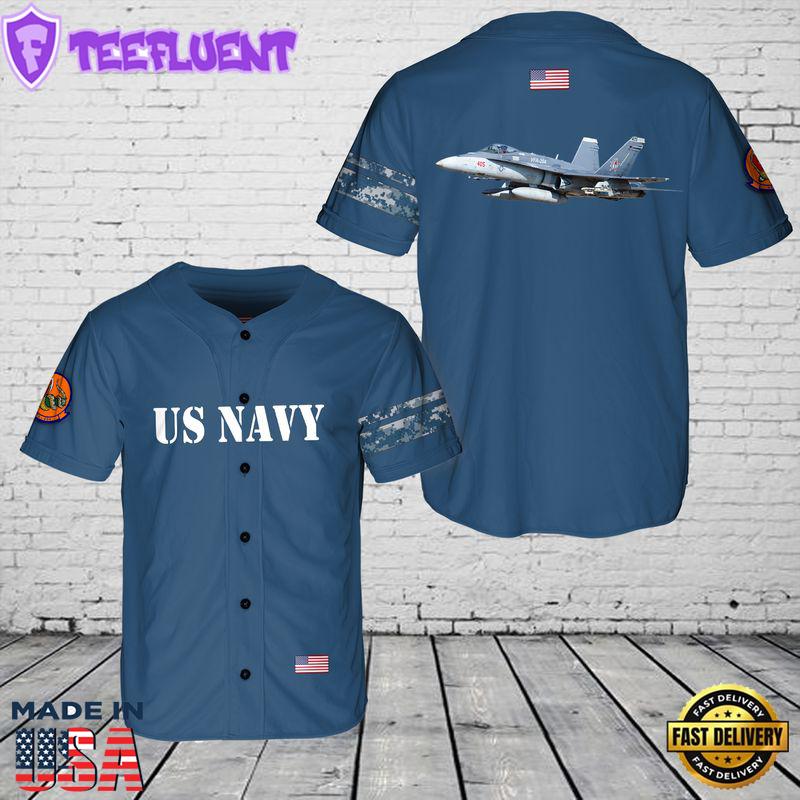 US Navy McDonnell Douglas FA-18C Hornet of VFA-204 River Rattlers Baseball Jersey