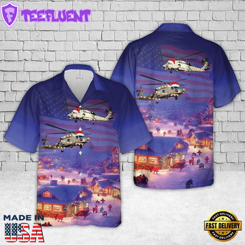 US Navy MH-60 Seahawk Christmas Hawaiian Shirt