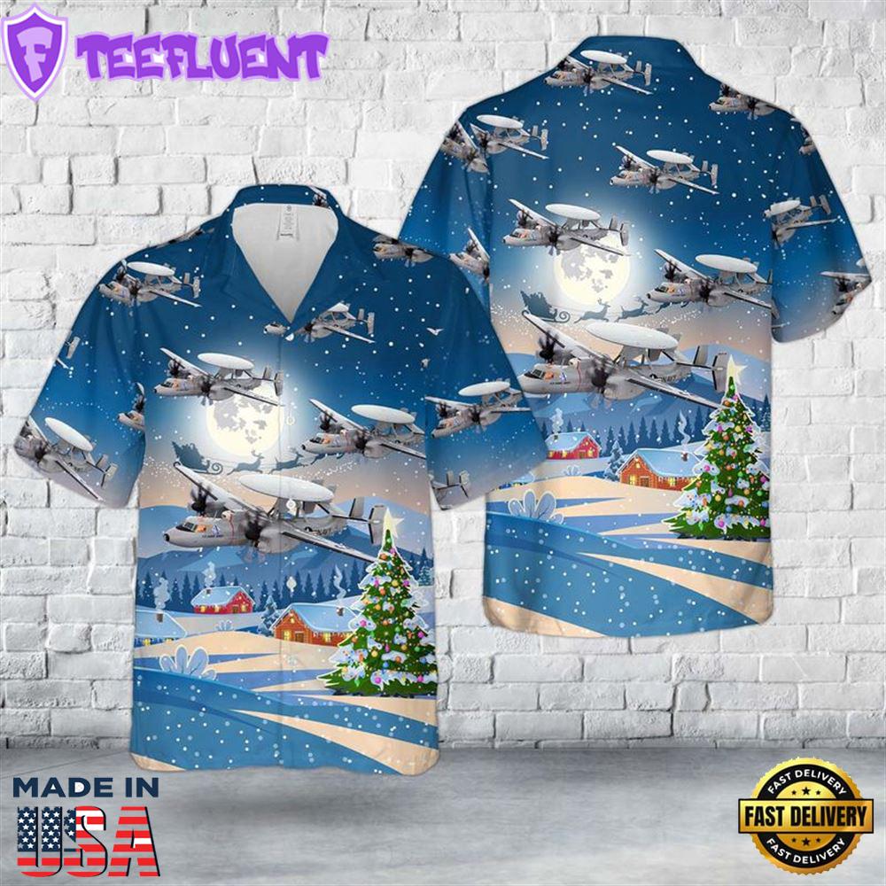 US Navy Northrop Grumman E-2 Hawkeye Christmas Hawaiian Shirt