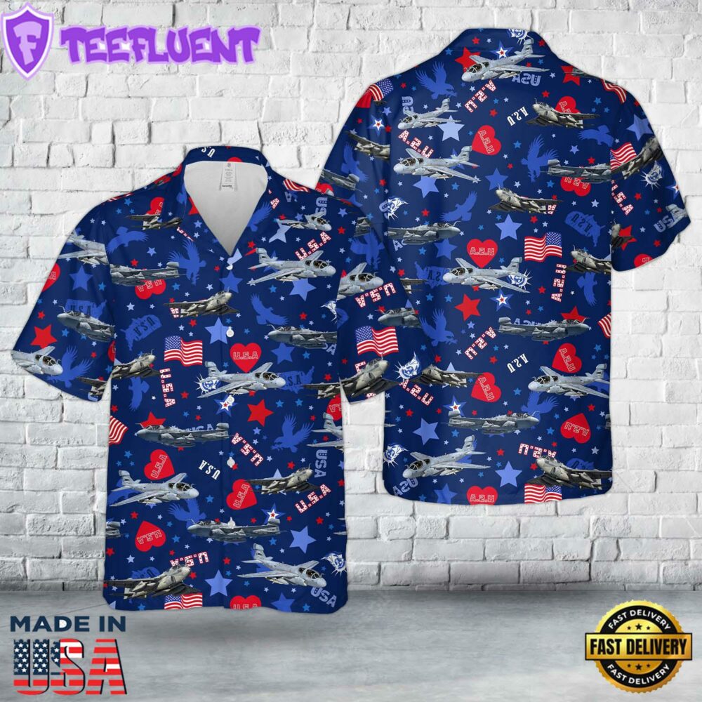 US Navy Northrop Grumman EA-6B Prowler, 4th Of July Hawaiian Shirt