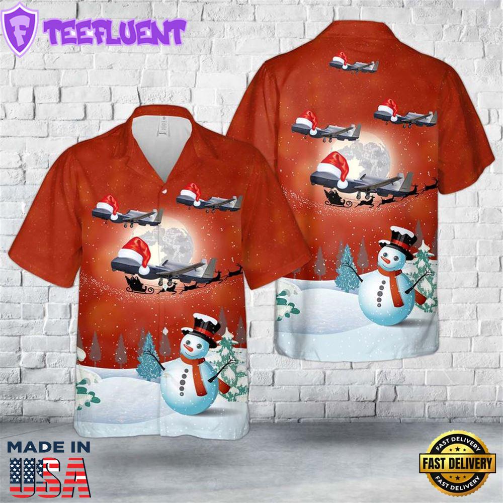 US Navy Northrop Grumman MQ-4C Triton Christmas Hawaiian Shirt
