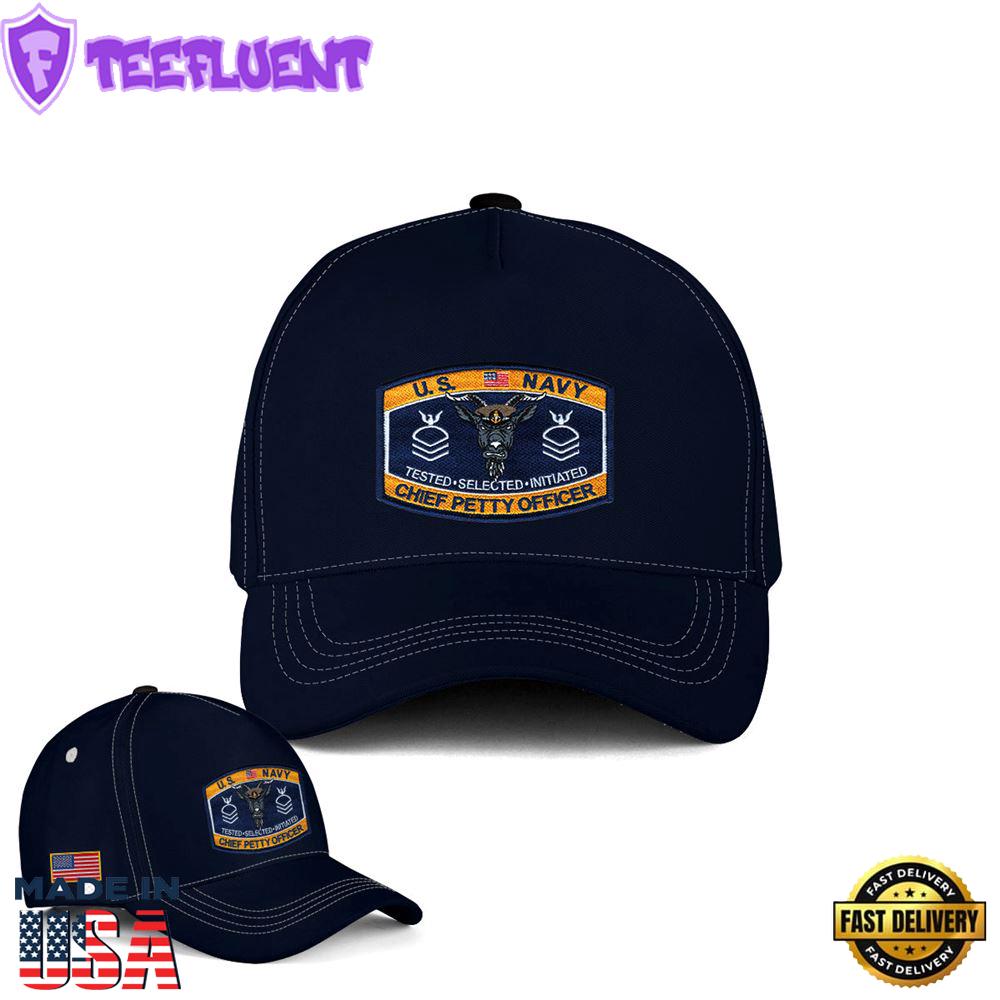 US Navy Rating Chief Petty Officer CPO Hat Patch USS Tested Selected Initiated Baseball Cap