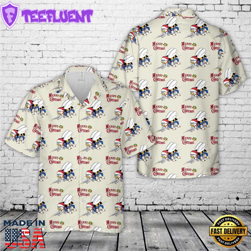 US Navy Seabee Santa Christmas Hawaiian Shirt