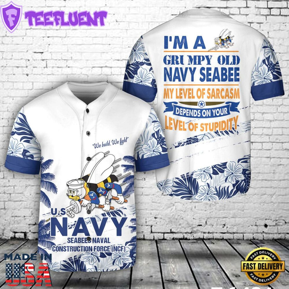 US Navy SEABEES Naval Construction Force (NCF) Baseball Jersey 1
